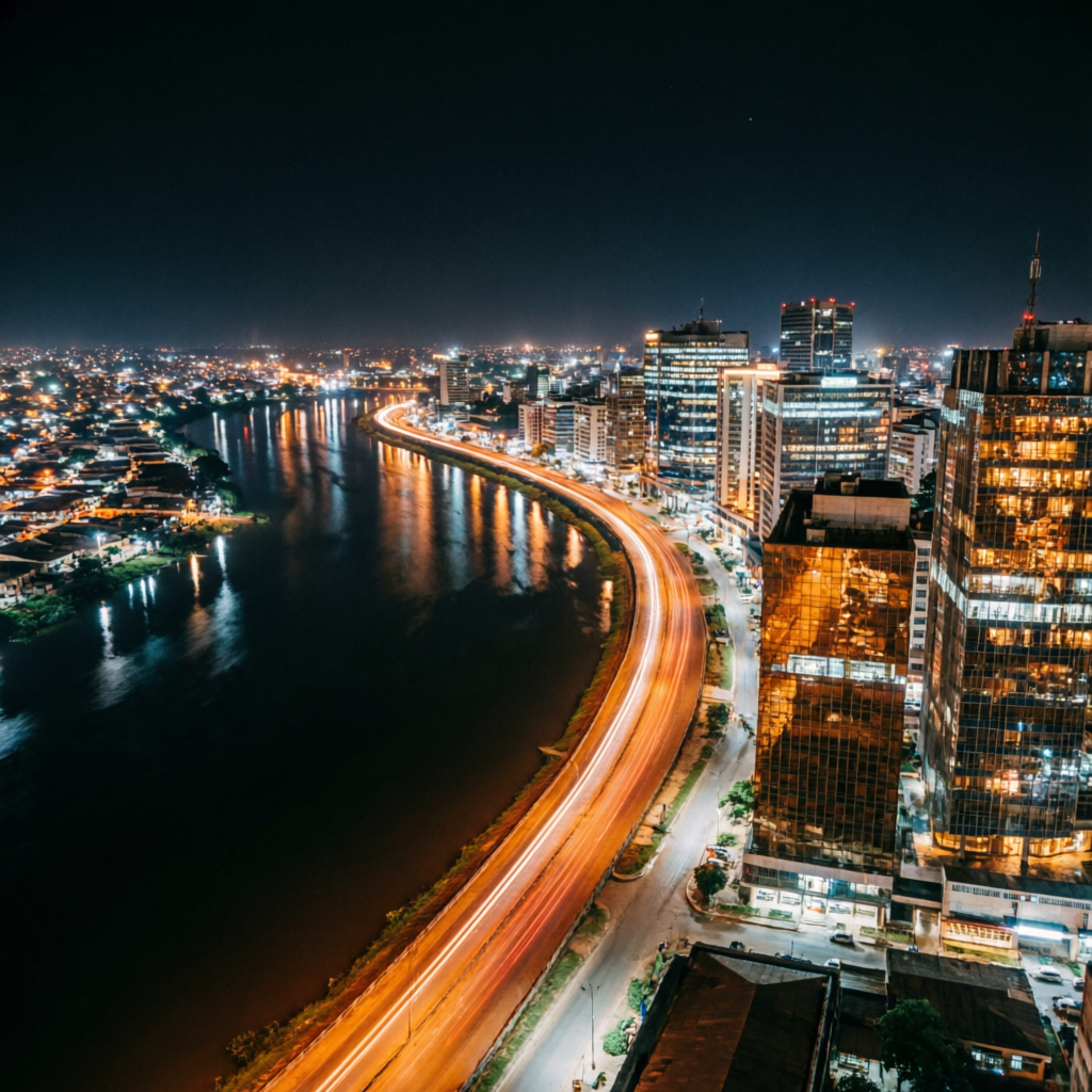 Vue nocturne de Kinshasa
