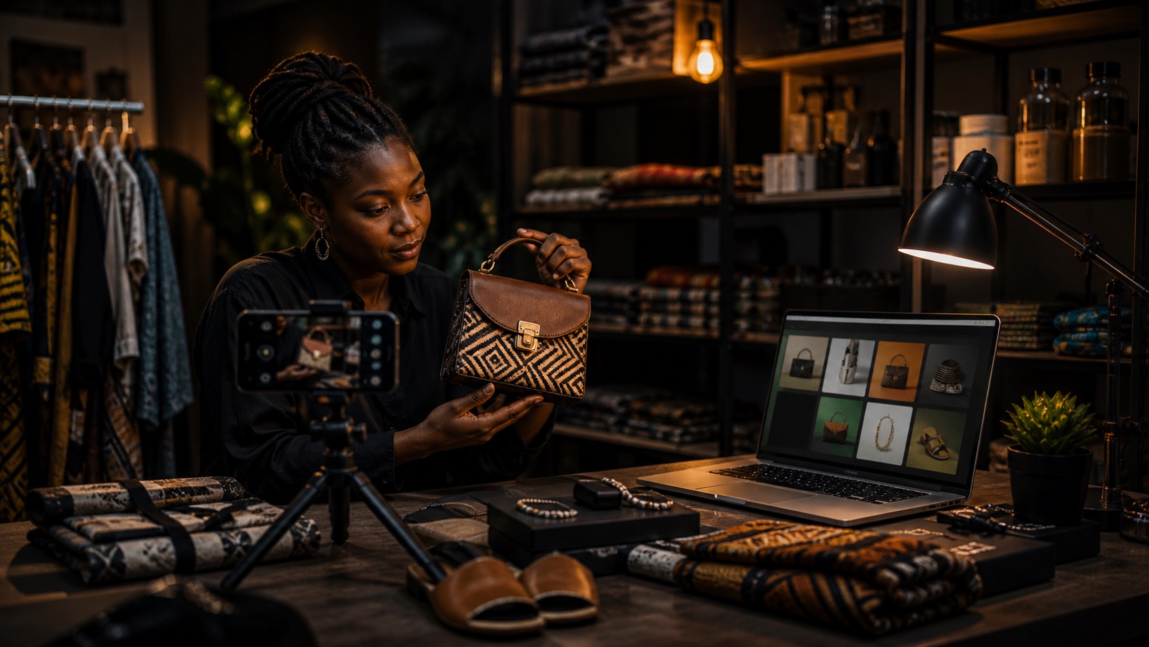 Entrepreneure préparant des produits pour une boutique en ligne